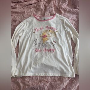 Cream Winnie the Pooh Long Sleeve Shirt with Pink Trim